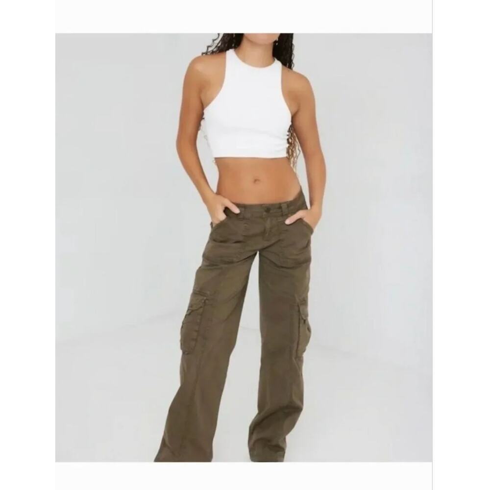Garage Low Rise Olive Green Wide Leg Cargo Pants Size 00 $17 - Picture 2 of 8